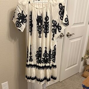 Black and White Embroidered Dress